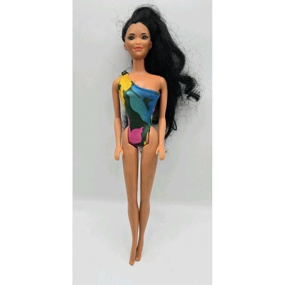VTG 1985 Mattel Tropical Miko Barbie Doll #2056 Long Black Hair Swimsuit